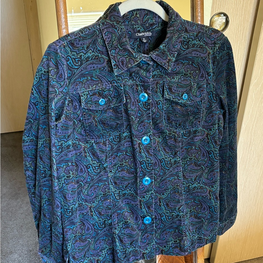 Paisley printed women’s corduroy jacket, size 10